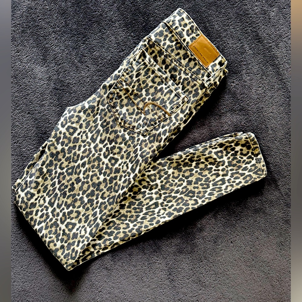 American Eagle Cheetah Print Skinny Jegging, Size Zero